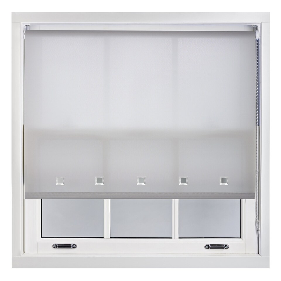 image 1 of FURNISHED Roller Blinds Daylight Square Eyelet Light Filtering Easy Fit Trimmable Window Shade | Grey | Grey