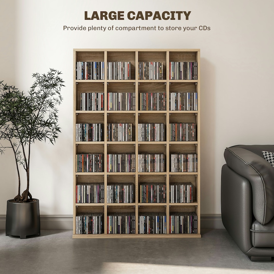 image 1 of HOMCOM DVD CD Media Storage Rack, Video Display Unit, Natural