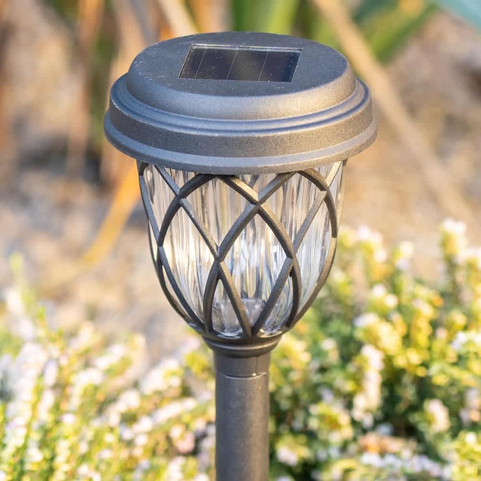 image 1 of ValueLights Set of 6 Diamond Black Outdoor Solar Spike Light