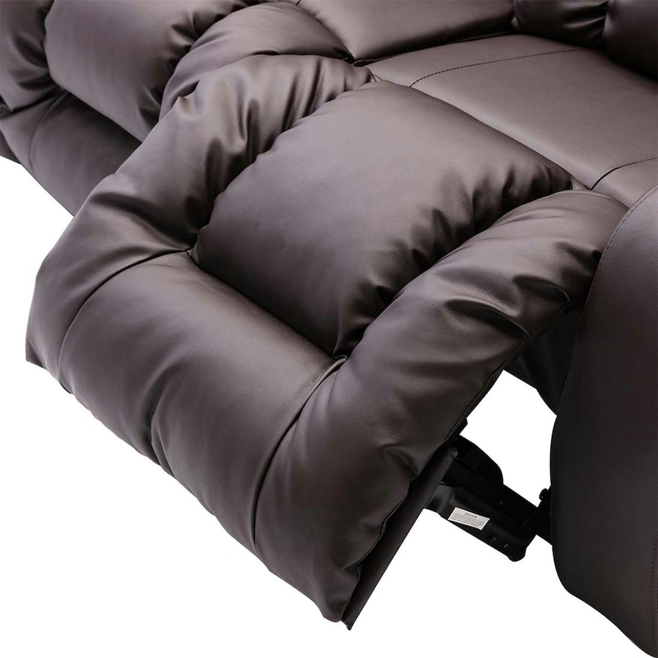 image 1 of Caesar 3 Seater Manual High Back Bonded Leather Recliner Sofa (Brown)