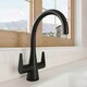 image 9 of Balterley Situla Kitchen Mono Mixer Tap with Dual Lever Handles, Curved Swivel Spout | Black | Matt Black | 1