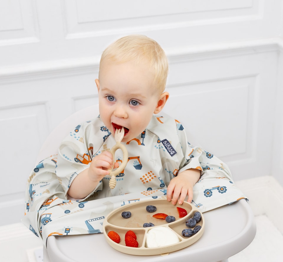 image 1 of Bibado Sporkit Multi-Stage Baby Weaning Spork & Dipper - Fawn, 2 Pack
