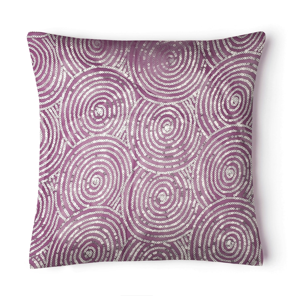 Sequin Detail Ethnic Cushion - 43cm x 43cm Purple