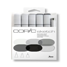 Copic Sketch Set, Greys, Set of 5 + 1
