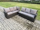 image 3 of Fimous 8 Seater High Back Outdoor Garden Furniture Set Rattan Corner Sofa Set With Rectangular Coffee Table 2 Big Footstool Dark Grey Mixed
