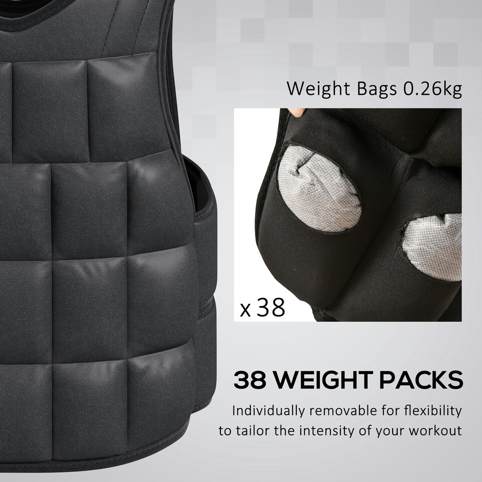 image 1 of HOMCOM 15KGS Adjustable Weight Vest Running Gym Training Weight Loss, Black