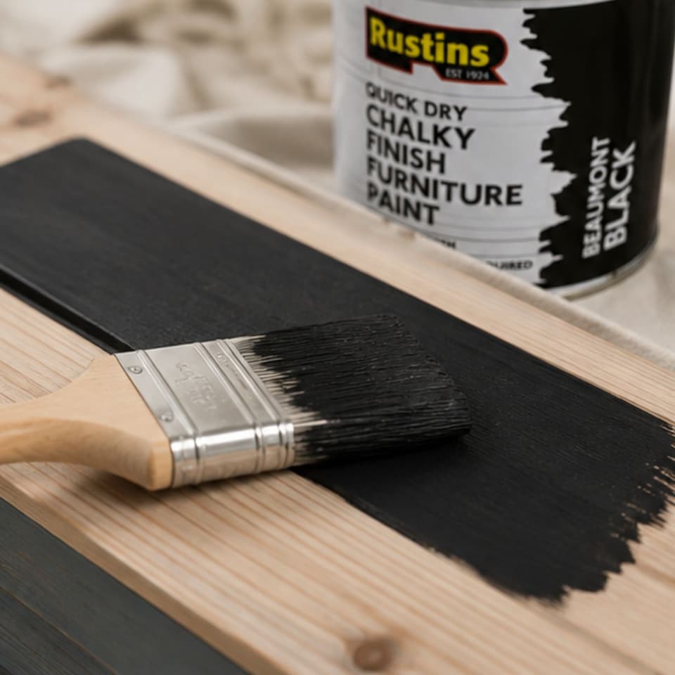 image 1 of Rustins Quick Dry Chalky Finish Furniture Paint Beaumont Black 500ml