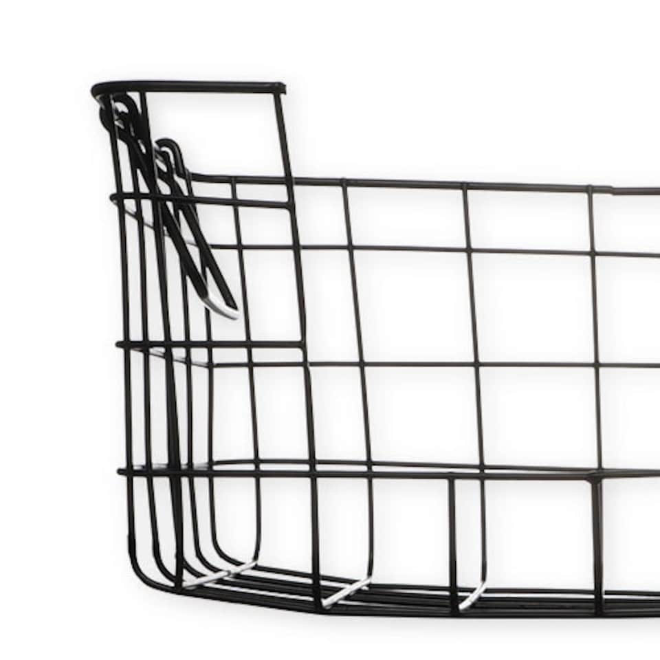 image 1 of Black Open Front Wire Storage Basket 33cm White