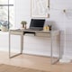 image 2 of Office Desk Concrete Effect Workstation 2 Drawer Shelf Storage Black Metal Legs | Brown