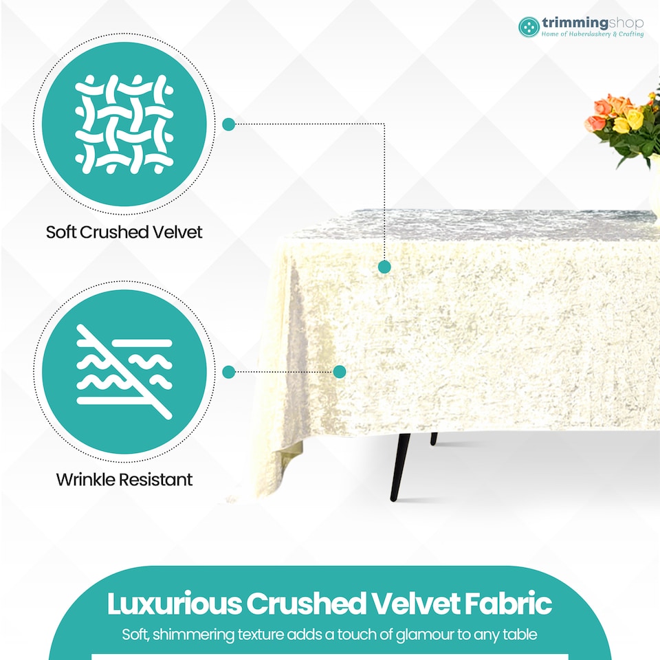 image 1 of Rectangle Crushed Velvet Table Cloth, Washable Table Cover - 90" x 156"