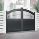 image 1 of Double Swing Gate 3500x1800mm Black - Vertical Solid Infill, Bell-Curved Top | Black | 1