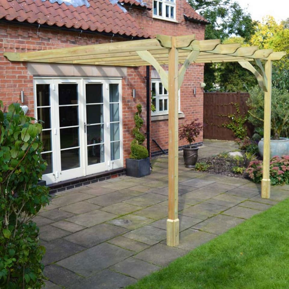 image 1 of Wall Mounted Premium Pergola - Wood - L240 x W240 x H270 cm - Light Green