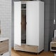 image 2 of Stockholm 2 Door Wardrobe - Particle Board - L58 x W100 x H190 cm - Oak/White | White
