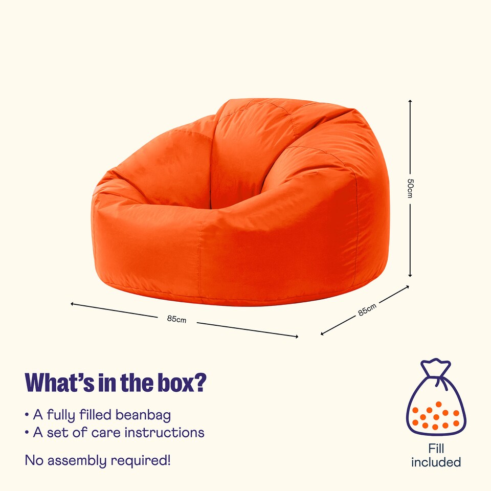 image 1 of Adult Classic Beanbag Outdoor Waterproof Bean bags Ready Filled - Orange | Orange | Orange | 1