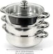 image 2 of 3 Tier Stainless Steel 22cm Steamer Pot Pan Cooker Set Glass Lid Cook Food Uk