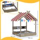 image 5 of Outsunny Sand Pit with Canopy, Blackboard, Toys, Sink, Seats, Flags for Kids | Grey | Grey