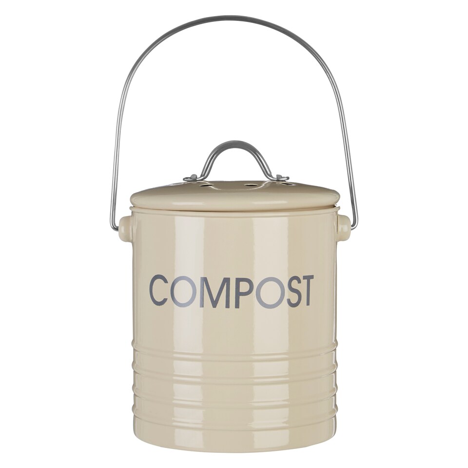 image 1 of Cream Compost Bin with Handle