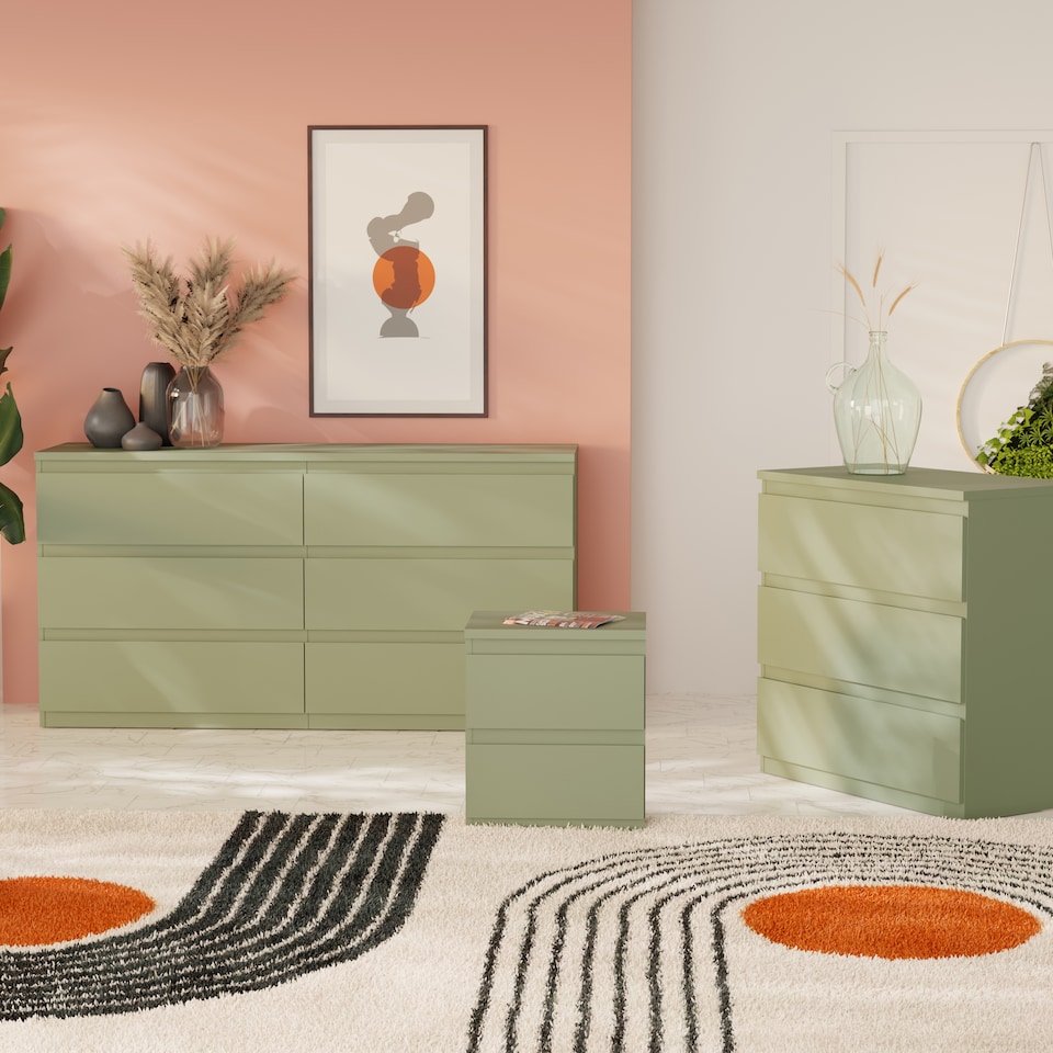 image 1 of Edmore 3 Drawer Chest in Sage Green