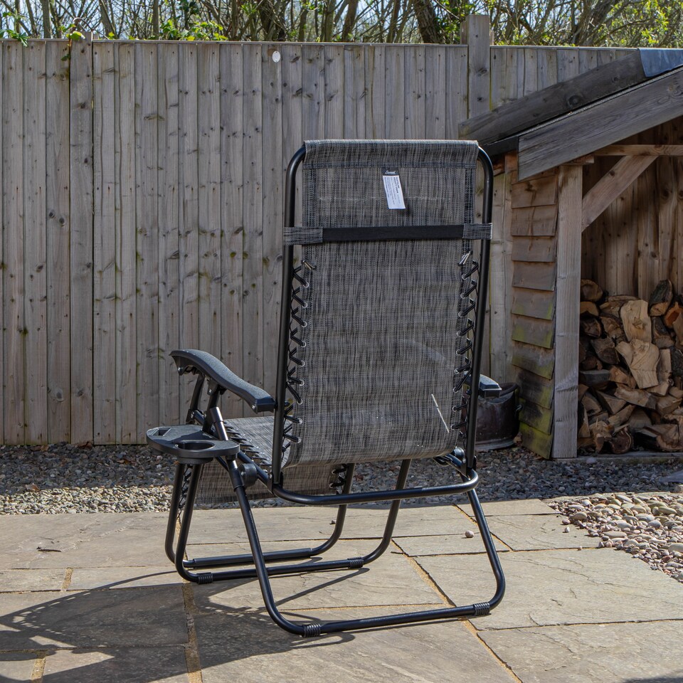 image 1 of Set of 2 Multi Position Garden Zero Gravity Relaxer Chair Sun Lounger in Mixed Grey | Grey | Grey