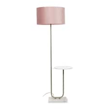 ValueLights Tavel Brushed Chrome Floor Lamp Blush Pink Velvet Shade and Bulb