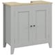 image 9 of kleankin Bathroom Pedestal Under Sink Cabinet with Adjustable Shelf, Grey Grey