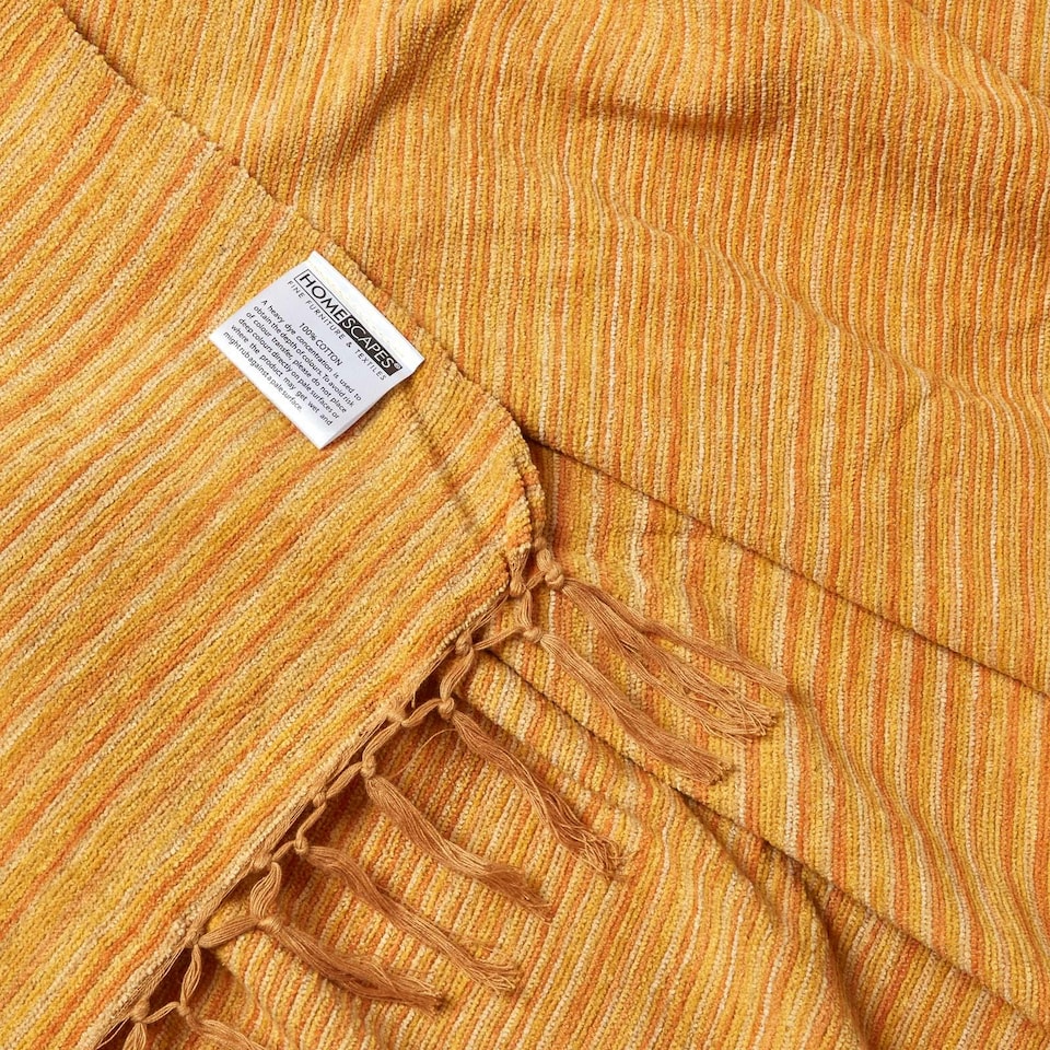image 1 of Homescapes Bed Sofa Throw Cotton Chenille Tie Dye Rust - 150 x 200 cm | Orange | 1