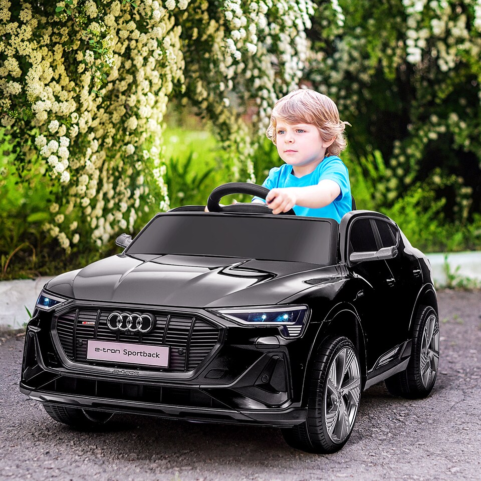 image 1 of HOMCOM Audi E-tron Licensed 12V Kids Electric Ride on, Electric Car for Kids, with Parental Remote, Music Lights MP3, Suspension Wheels, for 3-5 Years, Black