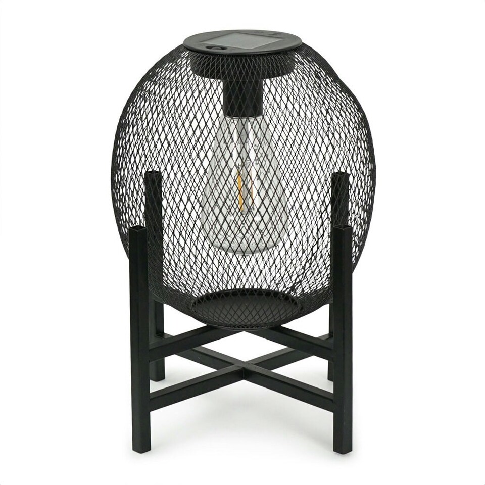 image 1 of ValueLights Mesh Globe Outdoor Solar Wall Lantern Black