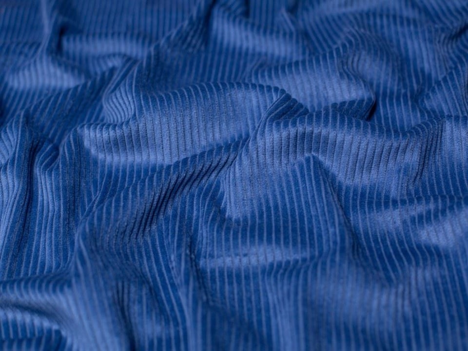Minerva Core Range Blue 5 Wale Cotton Jumbo Cord Fabric for Dressmaking, 142cm / 55" Wide - per metre