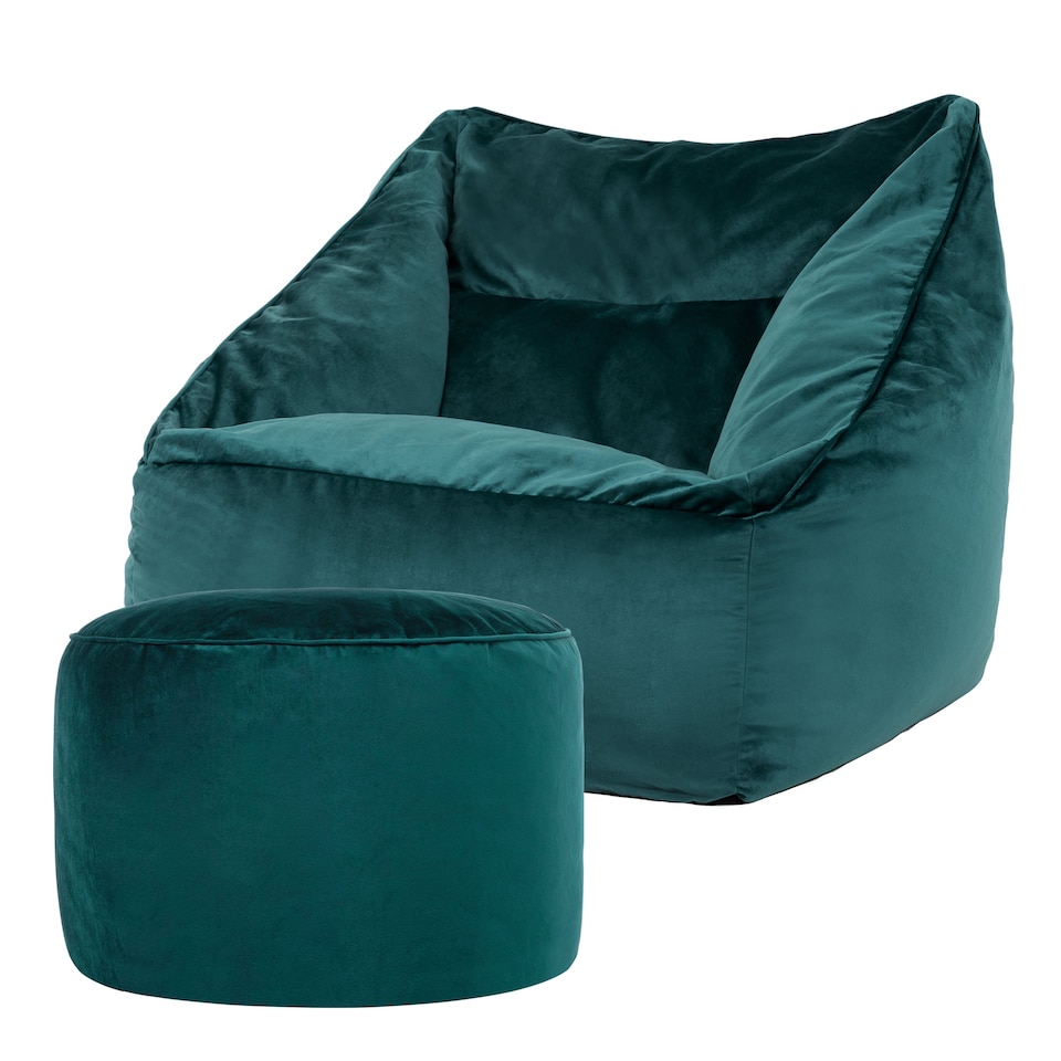 image 1 of icon Natalia  Velvet Armchair and Milano Round Footstool Bean Bag, Teal