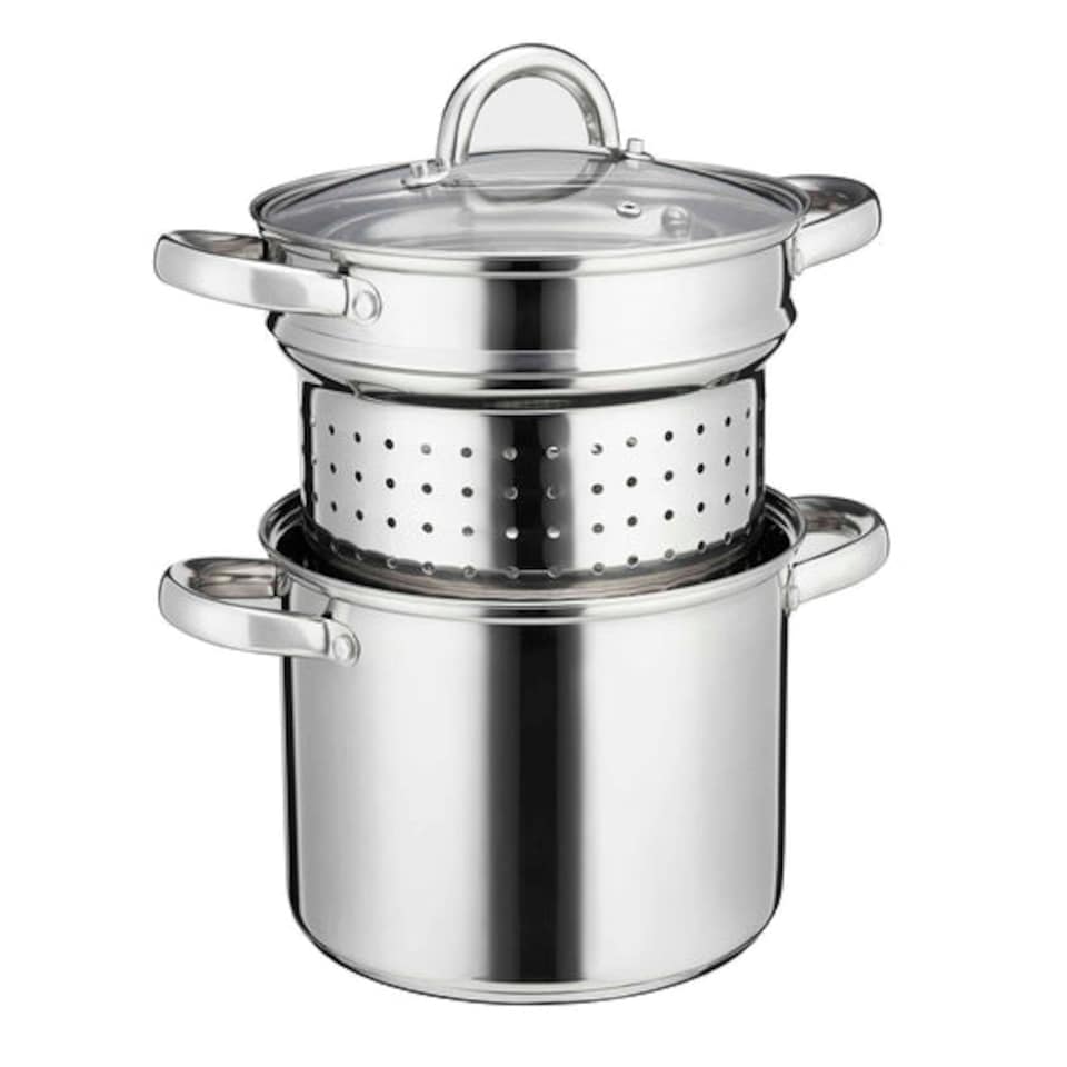 image 1 of Cooks Professional Stainless Steel Pasta Pot with Strainer Insert & Lid - 5L Capacity