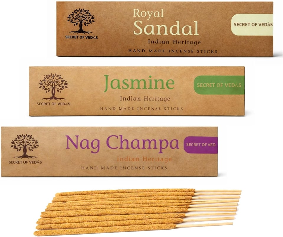 image 1 of Incense Sticks Set 3 x 20g Nag Champa Jasmine Sandalwood Scented Agarbatti