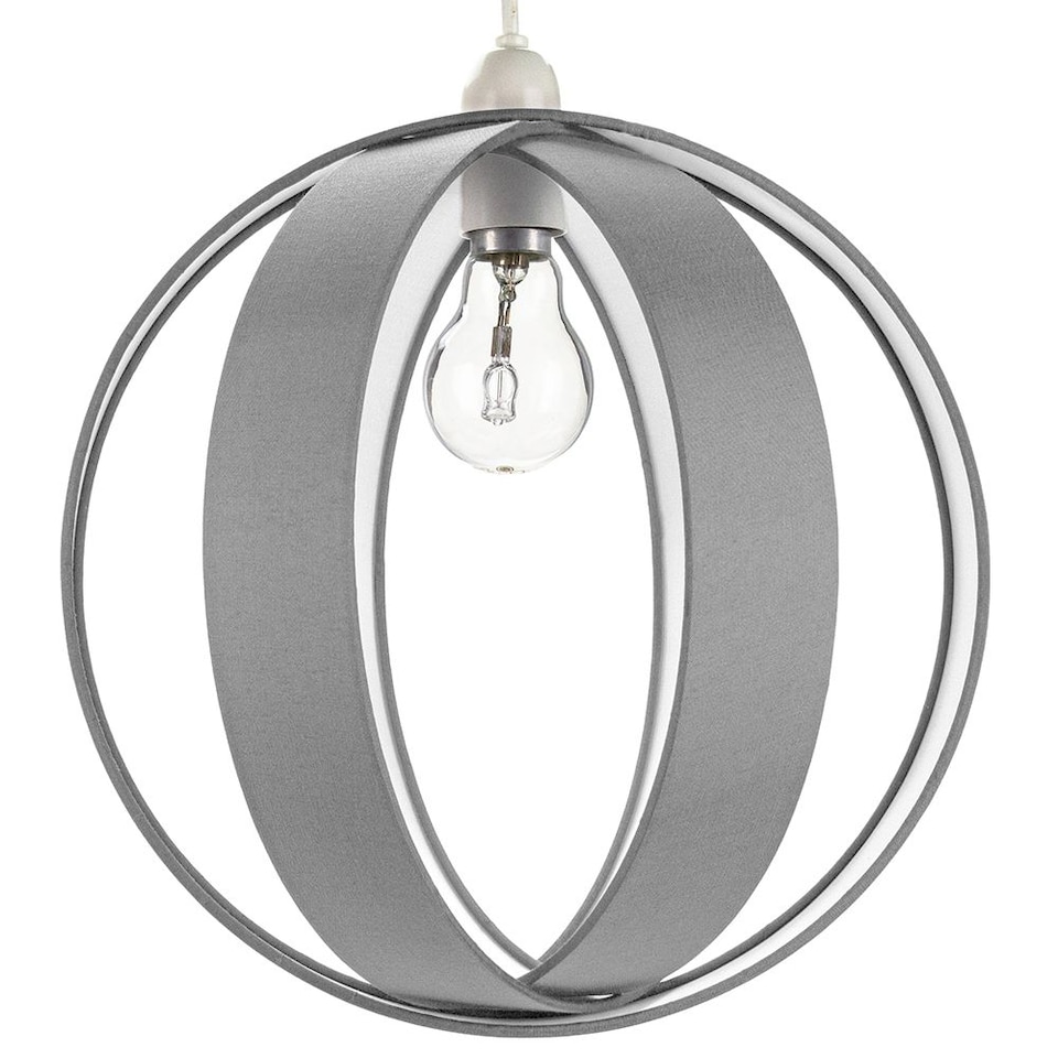 image 1 of Modern Grey Faux Silk Fabric Cocoon Globe Design Ceiling Pendant Light Shade | Grey | Grey | 1