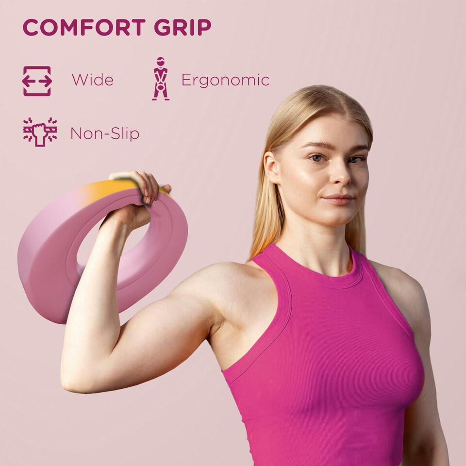 image 1 of SPORTNOW 12kg Kettlebell for Weight Lifting, Strength Training, Pink Grey | 6