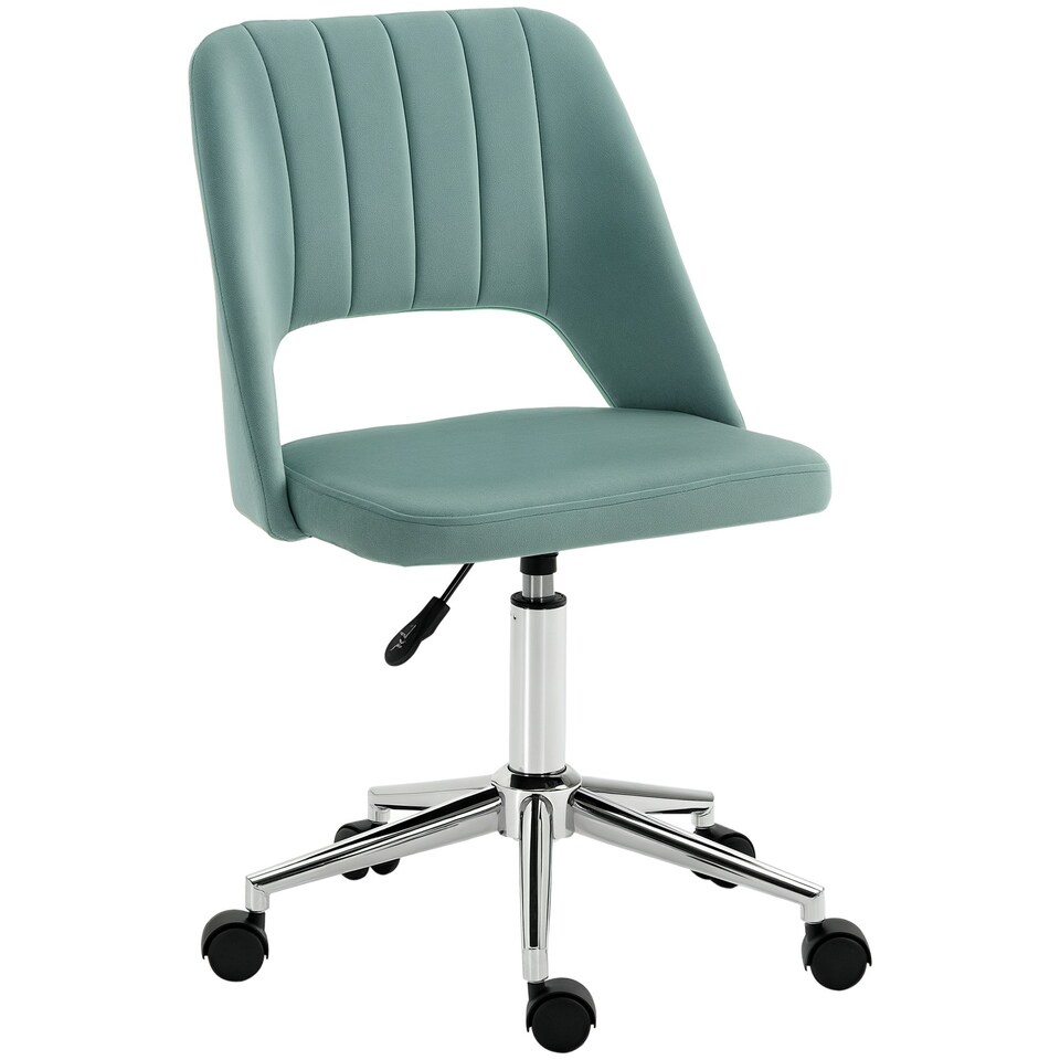 image 1 of Vinsetto Mid-Back Swivel Home Office Chair Scallop Computer Desk Chair Green