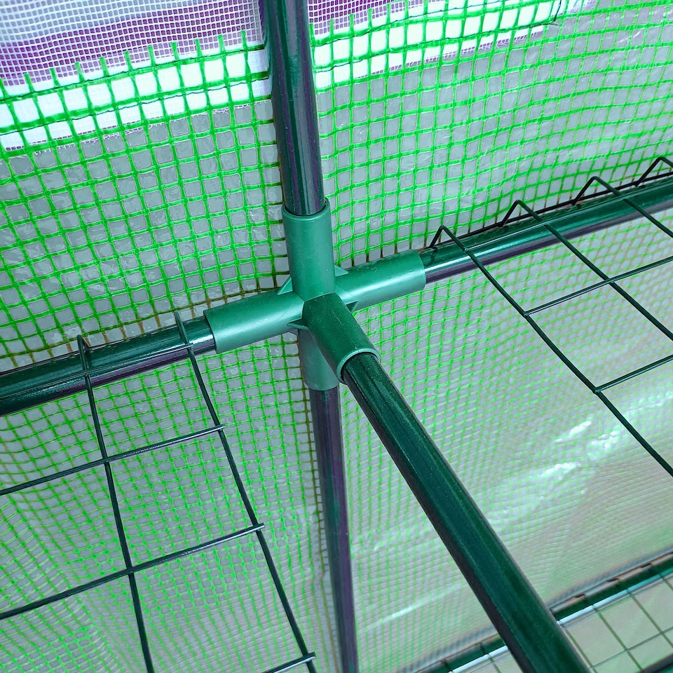 image 1 of Outsunny Walk-In Lean to Wall Greenhouse wWindow&Door 200Lx 100W x 215Hcm Green