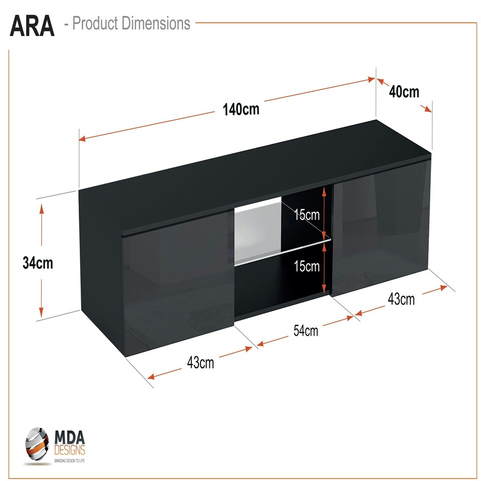 image 1 of MDA Designs Ara White Modern TV Cabinet for Flat TV Screens of up to 65" Entertainment Unit with Built-in Blue LED Lights White