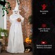 image 6 of Outsunny 74 Inch Halloween Decorations White Witch Holding Pumpkin Head, Standing Skeleton Ghost Prop Life Size with Light Up Eyes and Body