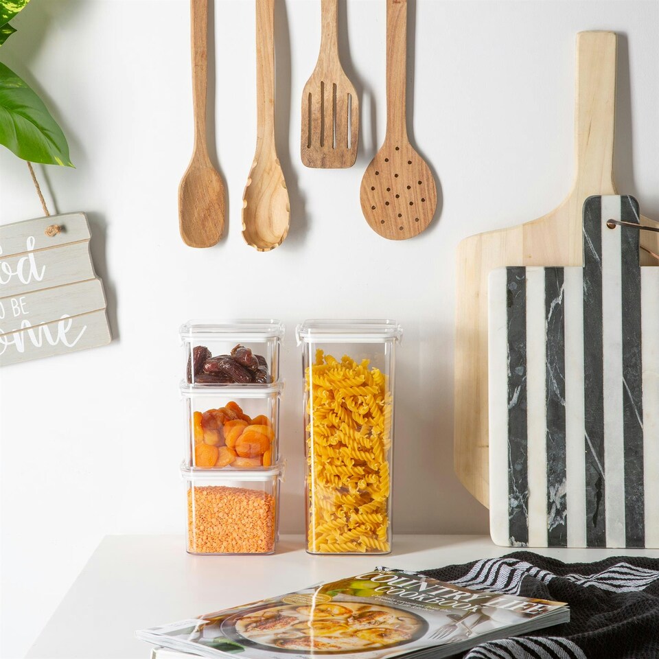 image 1 of Argon Tableware 4 Piece Food Storage Containers Set - 3 Sizes - White - Resuable Container Meal Prep Container Tub Tupperware Airtight Lid