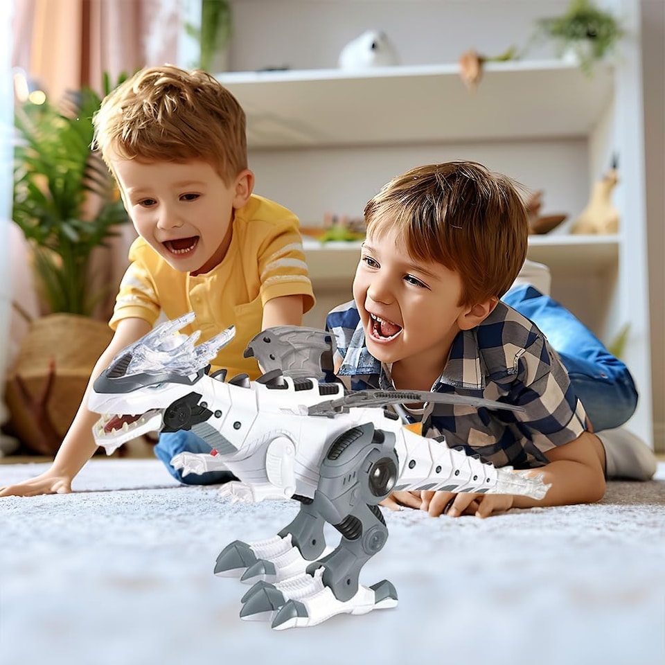 image 1 of Alivio Fire-Breathing Dinosaur Toy with Lights & Sounds (white)