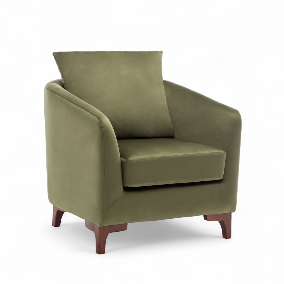 image 1 of Velvet Sage Green Angela Accent Tub Chair with Ottoman