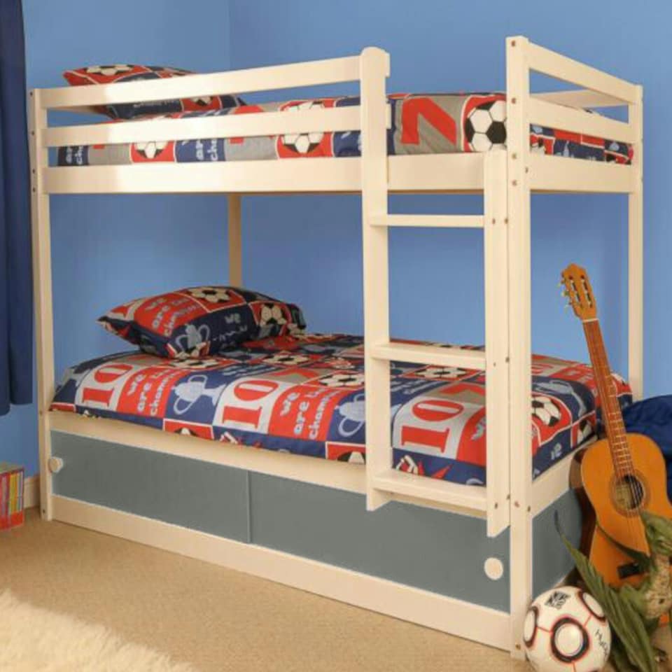 image 1 of 3ft White Wooden Storage Bunk Bed With Grey Finishes