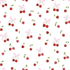 Cherry Kisses Wallpaper in Pink & Red Pink