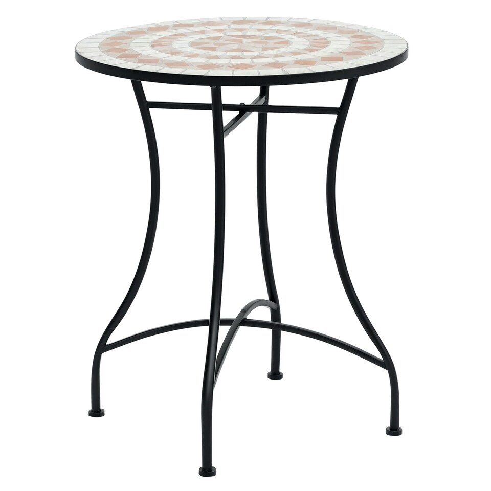 image 1 of Outsunny Mosaic Table Round Ceramic Bistro Garden Furniture Side Bar Table Patio