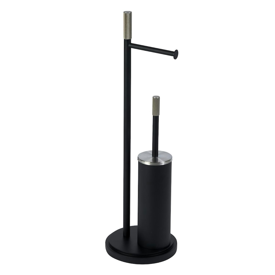 image 1 of Showerdrape Chester Black Toilet Roll Holder & Toilet Brush Combination