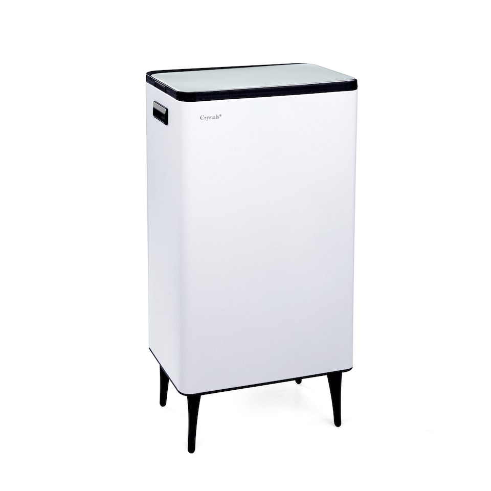image 1 of 60L Dual Compartment Kitchen Waste Bin White Rubbish Waste Separator with Press Top Lid