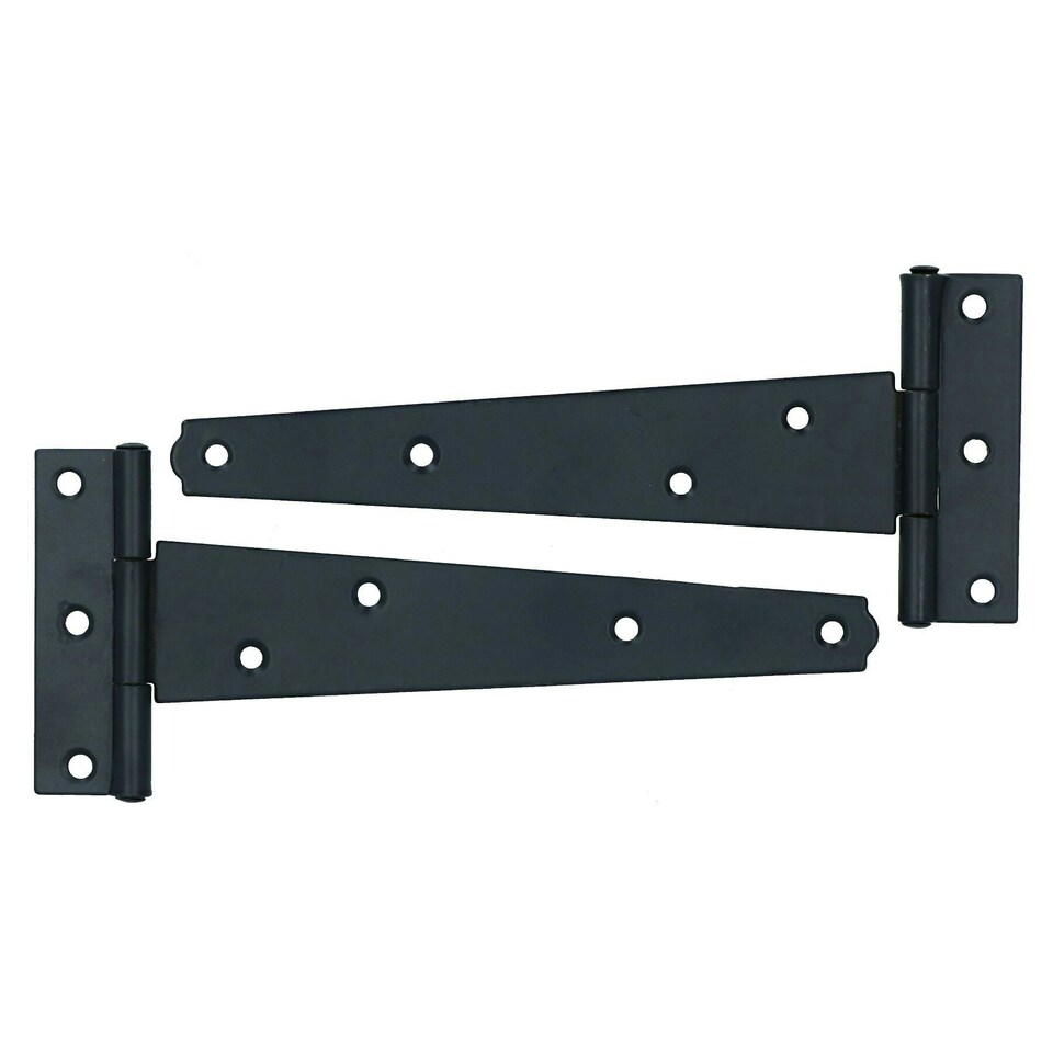 image 1 of 6" (150mm) Heavy Duty T Tee Hinges for Doors + Gates with Fixing Screws 2pc Black