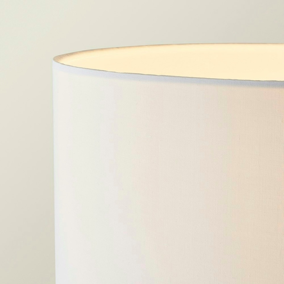 image 1 of ValueLights Christina White Drum Shade Gold Palm Leaf Detail Single Stem Floor Lamp Gold