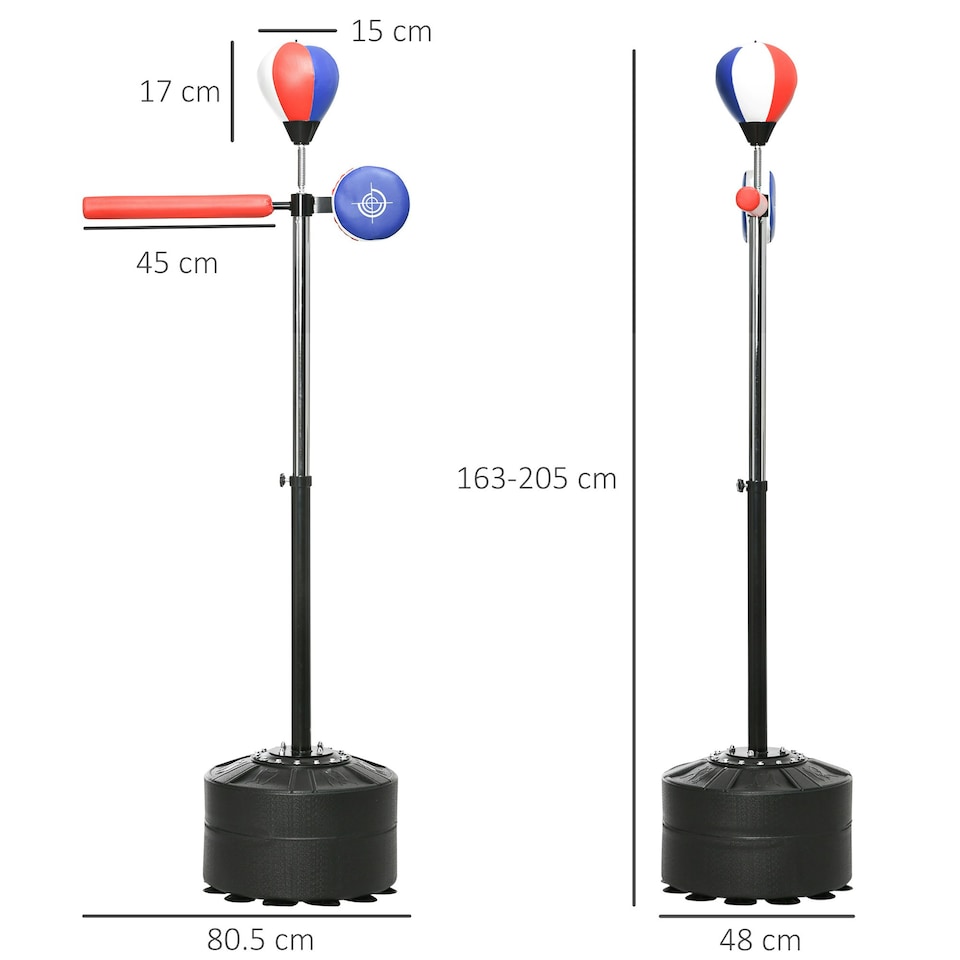 image 1 of SPORTNOW Adjustable Speed Bag with Stand, Reflex Bar, Multicoloured Multi