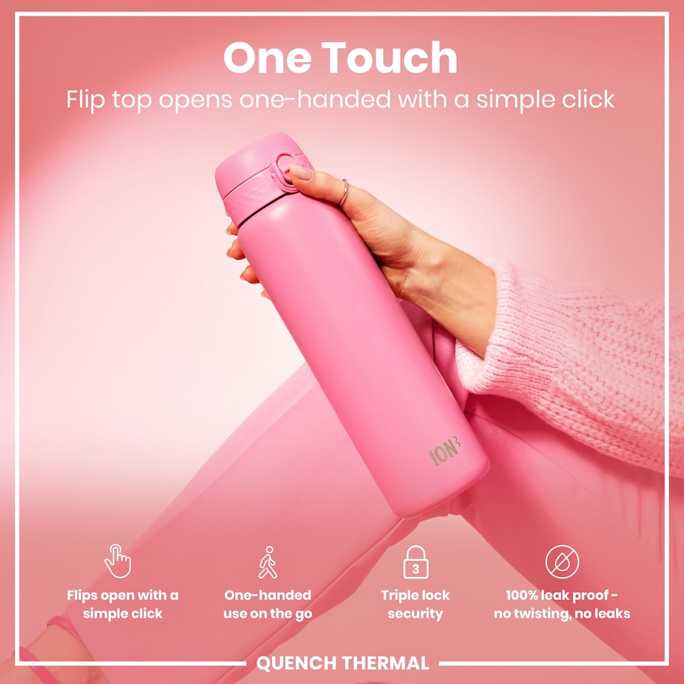 image 1 of Leak Proof 1 Litre Water Bottle, Vacuum Insulated, 920ml (30oz) | Pink | Rose Bloom | One Size